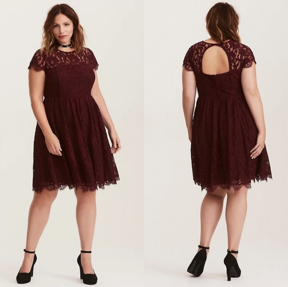 Torrid Lace Open Back Mini Skater Dress 10 - Picture 1 of 13